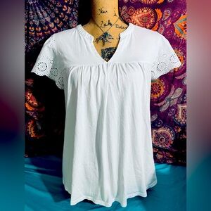 Women’s White Size Large Shirt by Angels Forever Young - Cute Shoulder Design!